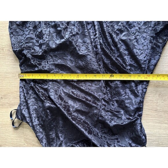 City Triangles WhimsiGoth Mini Dress Burnout Velvet Navy Blue Halter Top, A Line - Picture 10 of 10